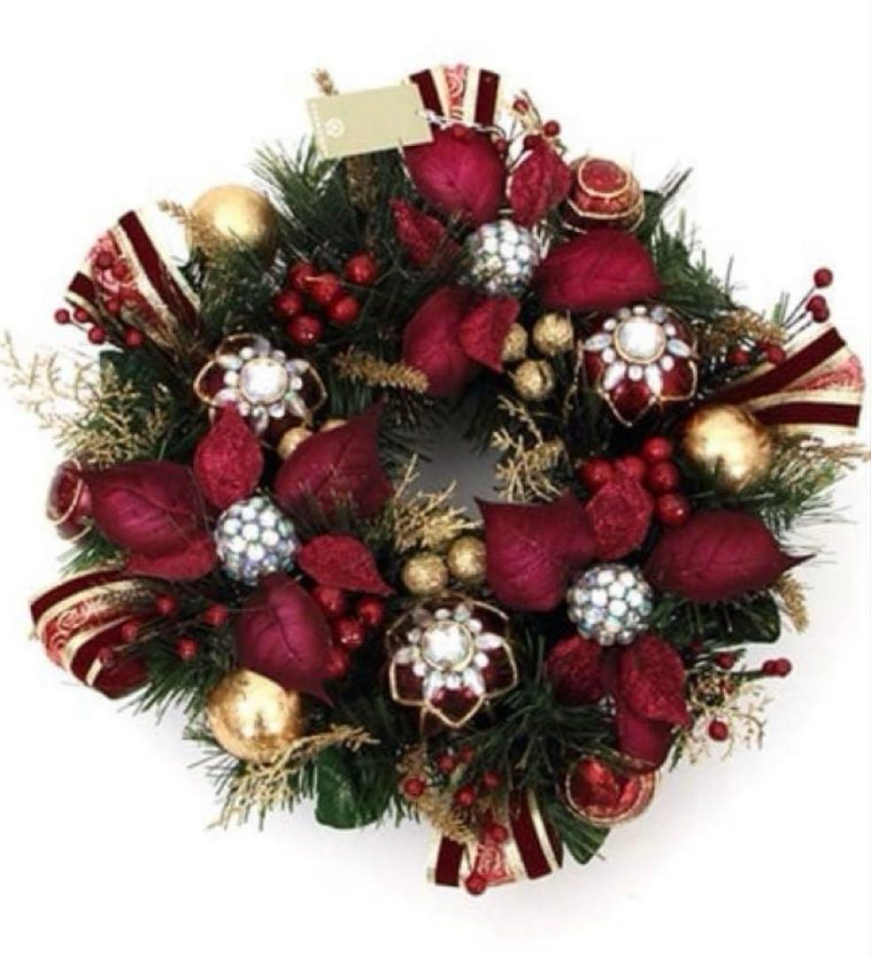 ハルモニア クリスマスリース バーガンディポインセチアリース40cm