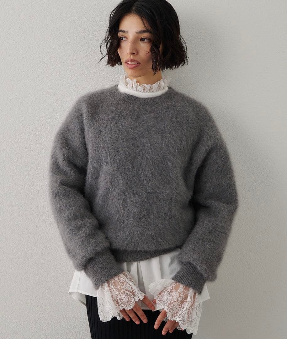 whim Gazette ウィムガゼット ファーニットプルオーバー グレー