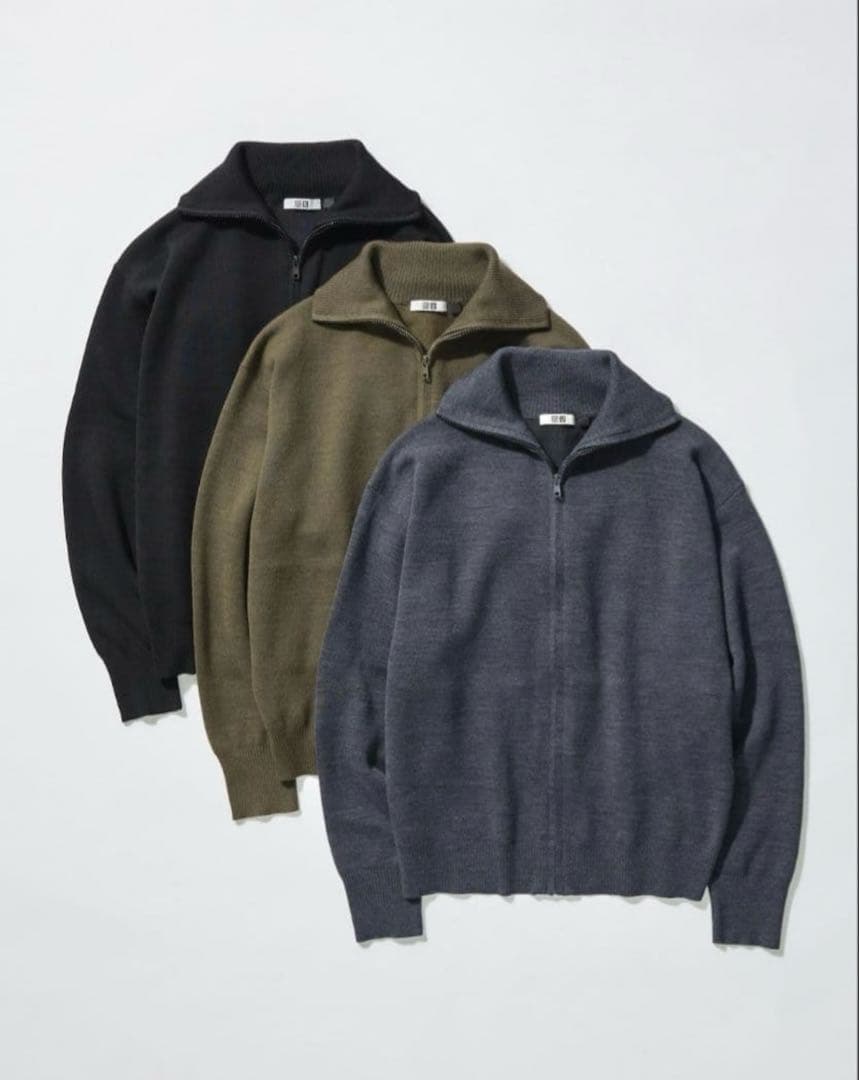 ユニクロU ダブルフェイスフルジップジャケット L ブラック