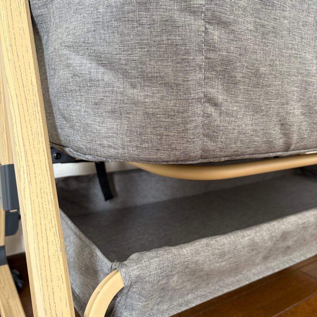 HIZDIK グレー 折り畳みベビーベッド キャスター付き