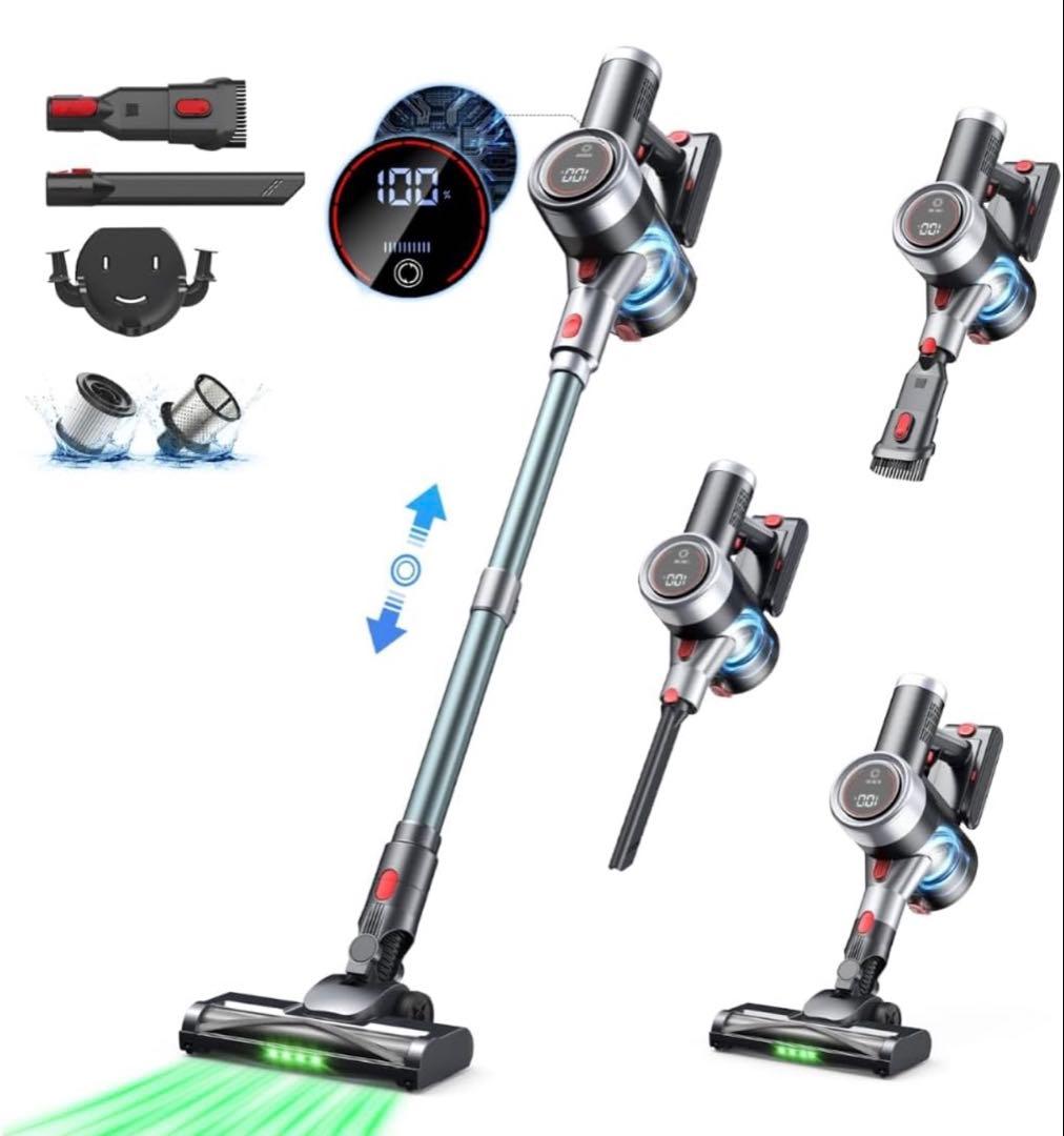 掃除機 コードレス75Kpa超強力吸引＆軽量設計＆革新版緑LED＆65分連続稼働