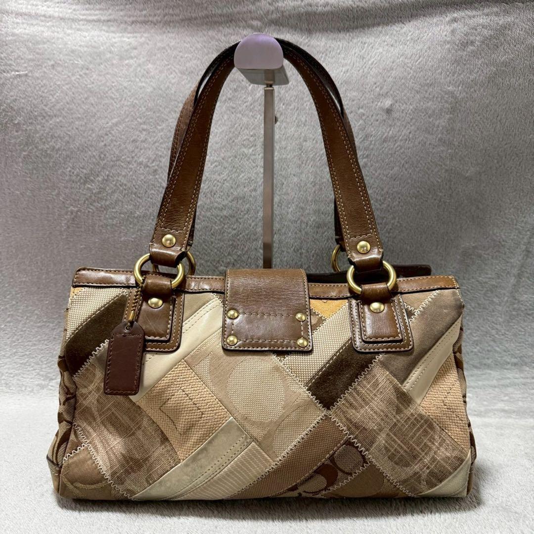 バッグ Coach Signature Patchwork Tote Bag Brown