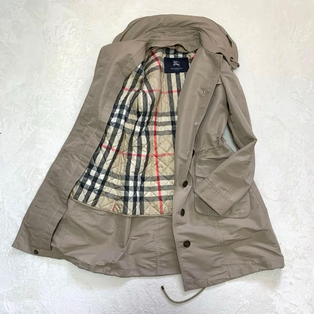 バーバリーロンドン　3way ライナー付き　コート　メガチェック　カーキ　フード