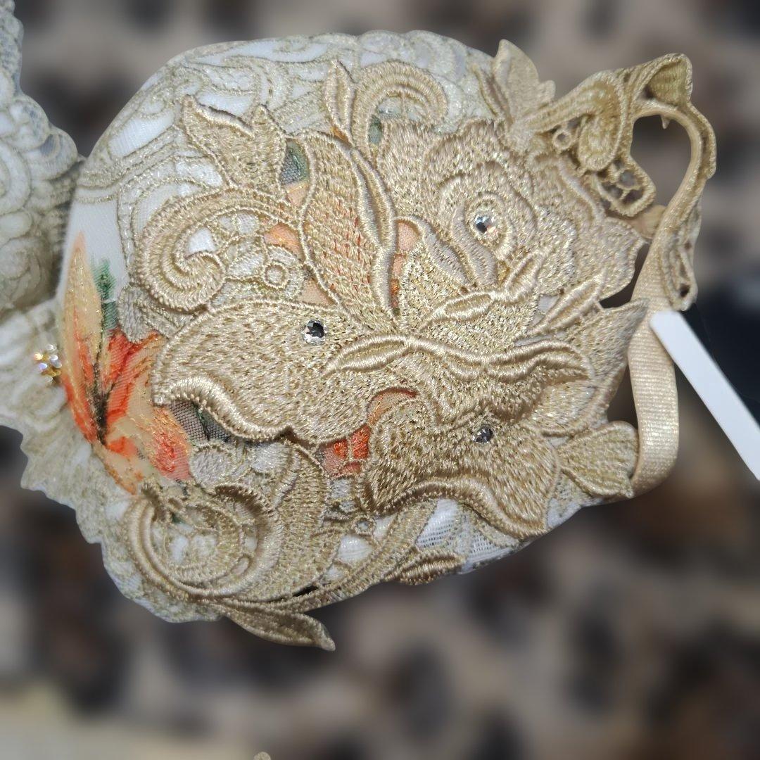 サルート　C65刺繍ビジュー付きブラジャーショーツセット