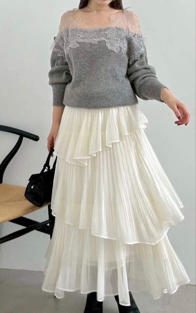 スナイデル SNIDEL Sustainableプリーツティアードロングスカート