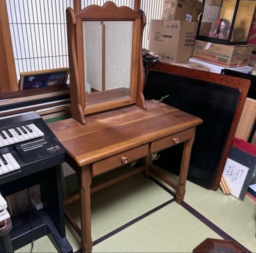 【PROVENCE】木製ドレッサー／ナチュラルブラウン／ミラー付き／引き出し2杯