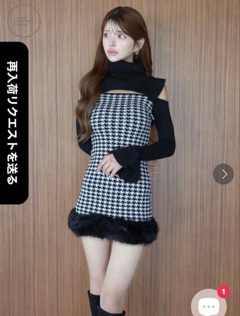 Randy 2wayハウンドトゥースファーミニワンピース