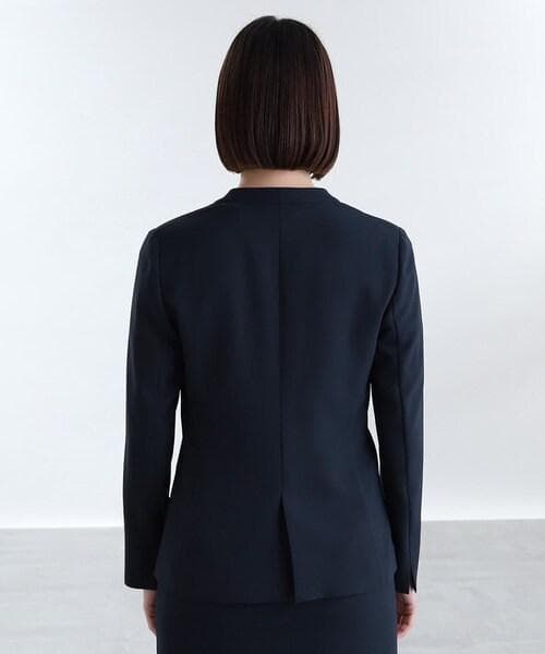 現行品【INDIVI】ノーカラージャケット＋タックテーパードパンツ　グレー