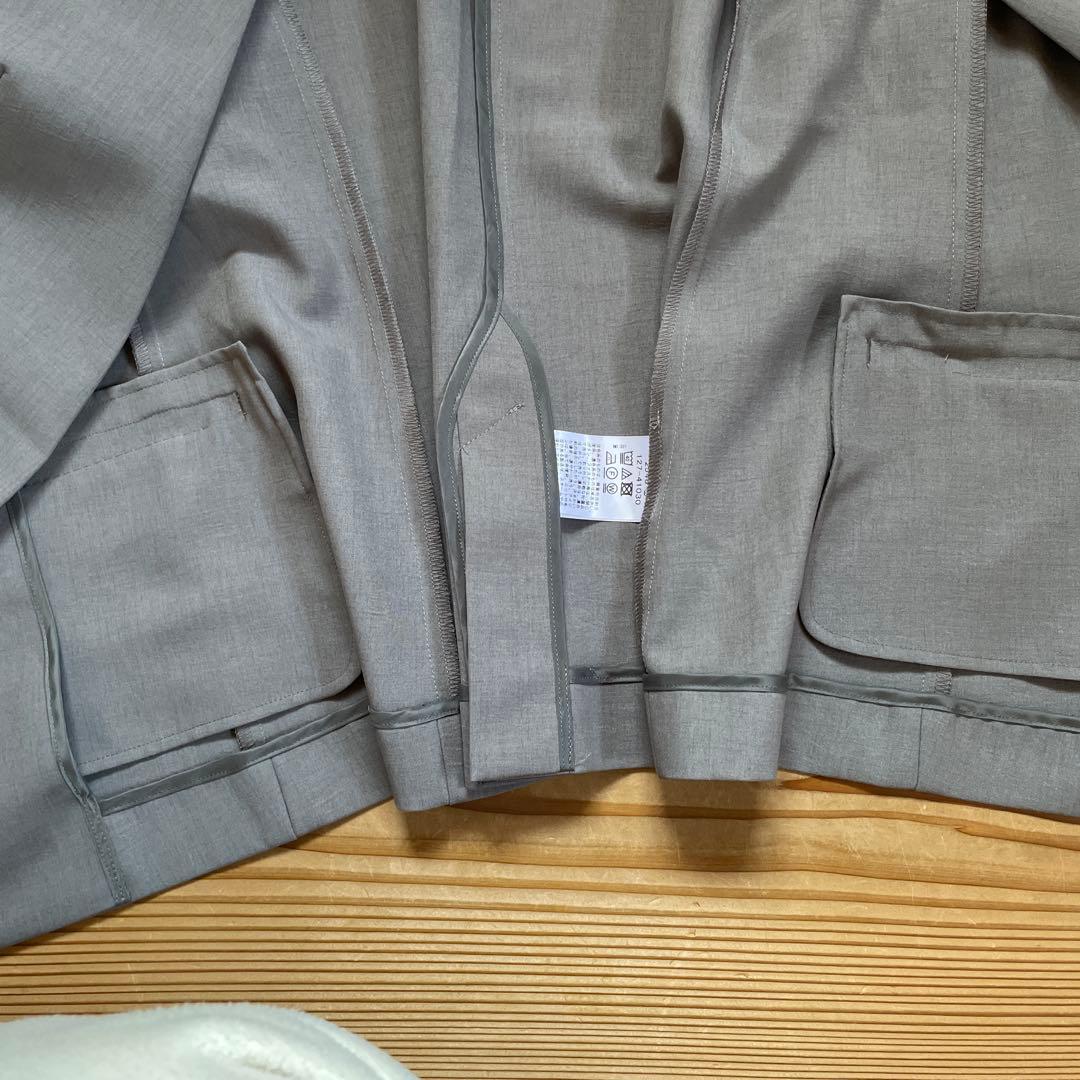 現行品【INDIVI】ノーカラージャケット＋タックテーパードパンツ　グレー