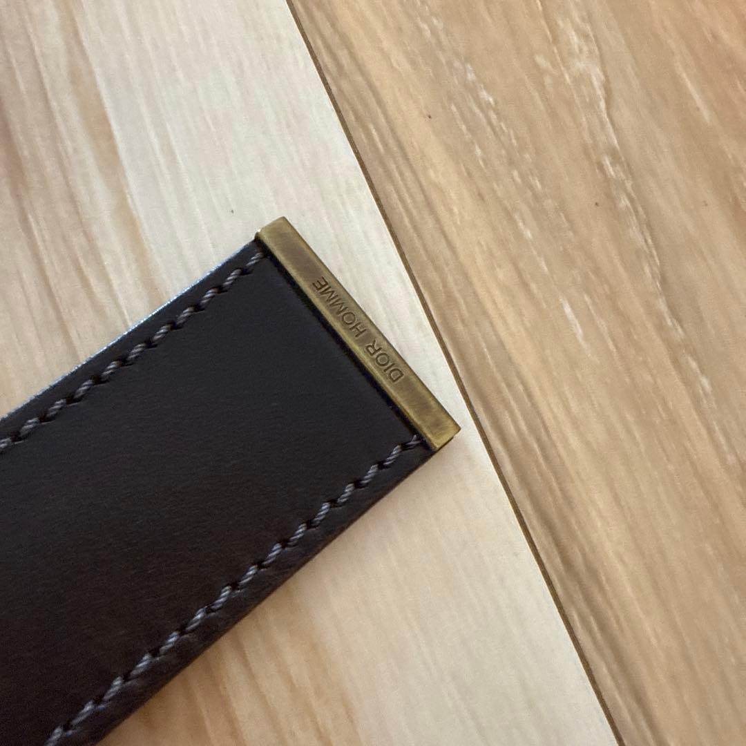 ディオール スタッズ レザーベルト 85 ダークブラウン