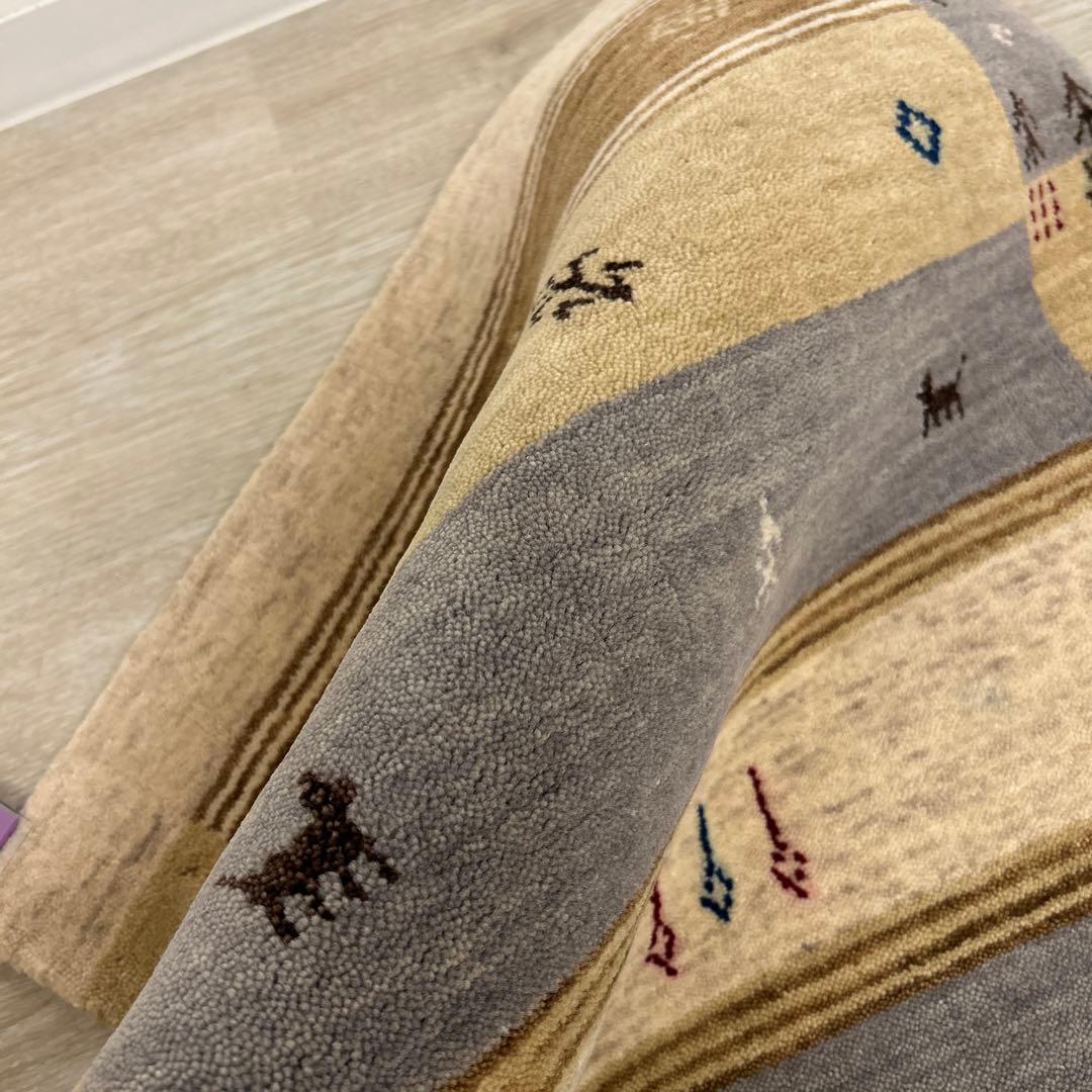 新品☆インドギャベ 玄関マット アクセントラグ 60×90cm ロリバフ ギャベ