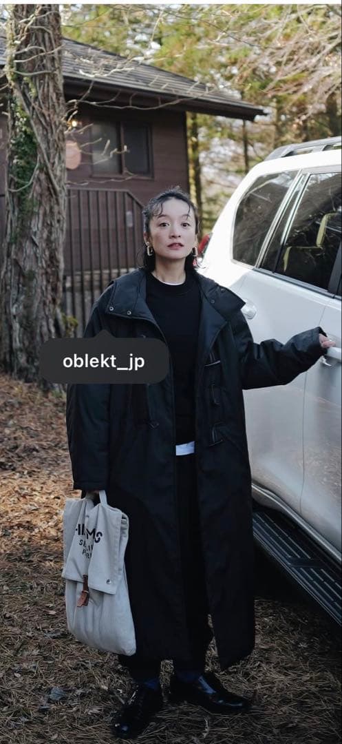 オブレクト 高山都コラボ ダッフルキルティングコート 黒