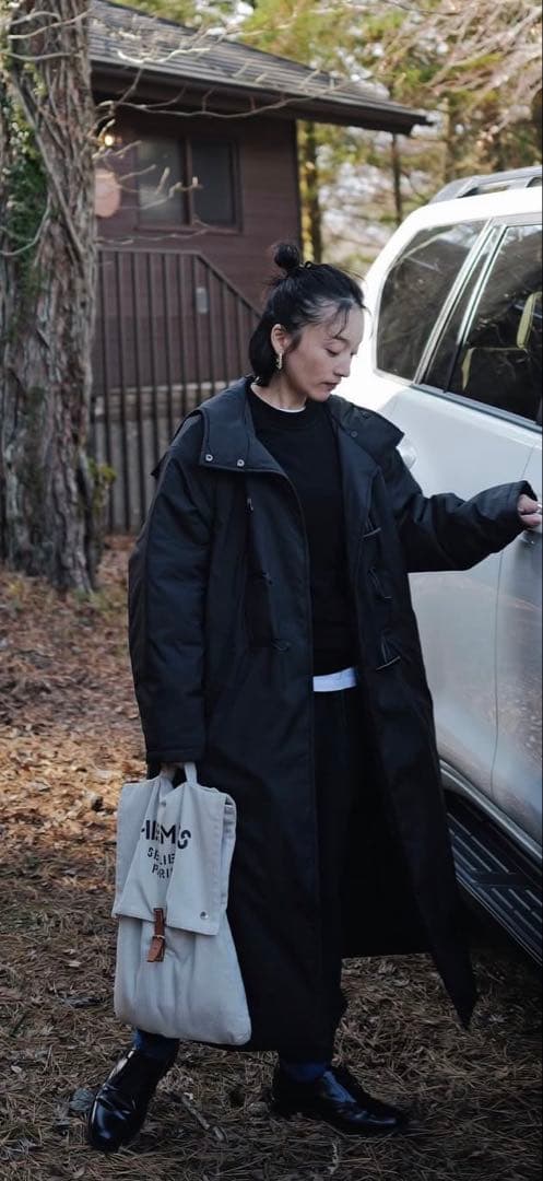 オブレクト 高山都コラボ ダッフルキルティングコート 黒