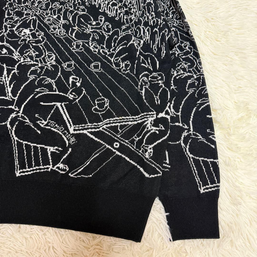 【希少】ISSEY MIYAKE 総柄ニットセーター ブラック　アートデザイン