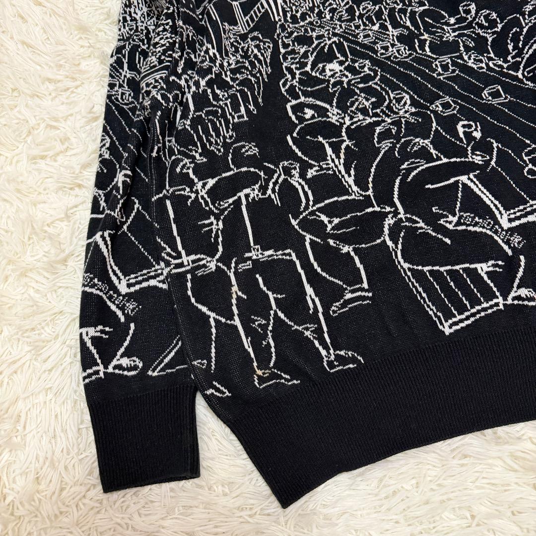 【希少】ISSEY MIYAKE 総柄ニットセーター ブラック　アートデザイン