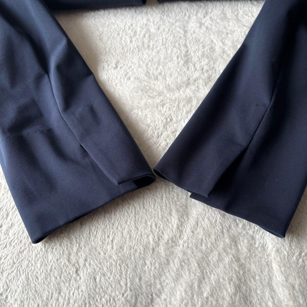✨️美品 PLST プラステ ノーカラー パンツスーツ ネイビー M ストレッチ