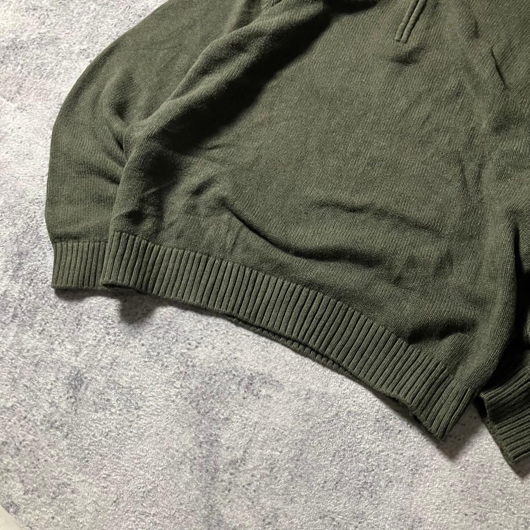 00sLLBeanハーフジップコットンニットオリーブグリーンエルエルビーン
