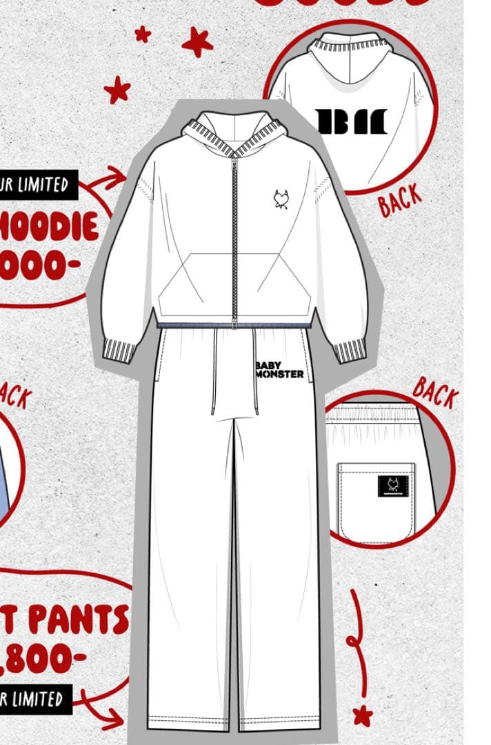 BABYMONSTER ジップフーディー Short スウェットパンツ Mens
