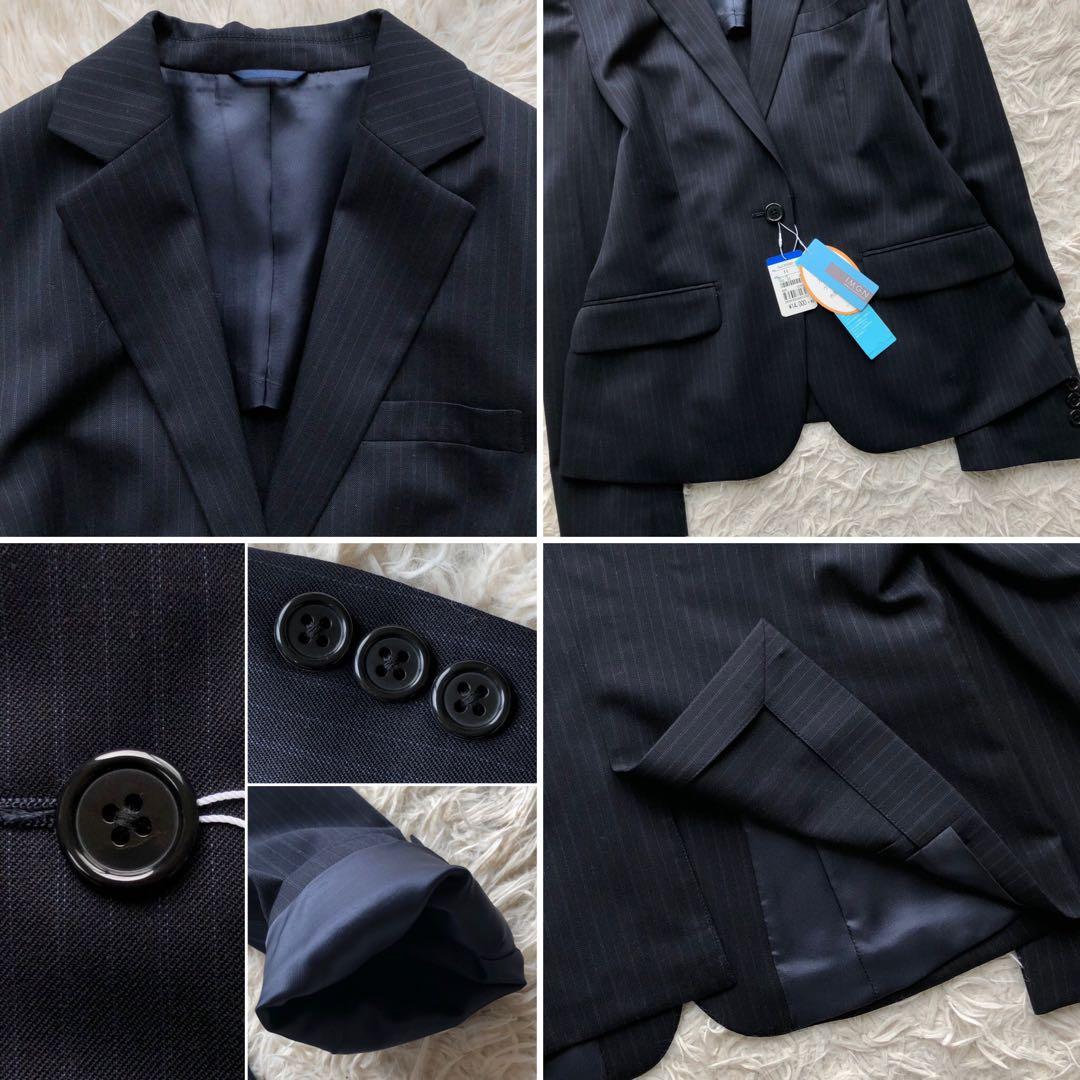 【近年 洗える 新品未使用 ３点セット】 洋服の青山　スーツ　紺　ストレッチ