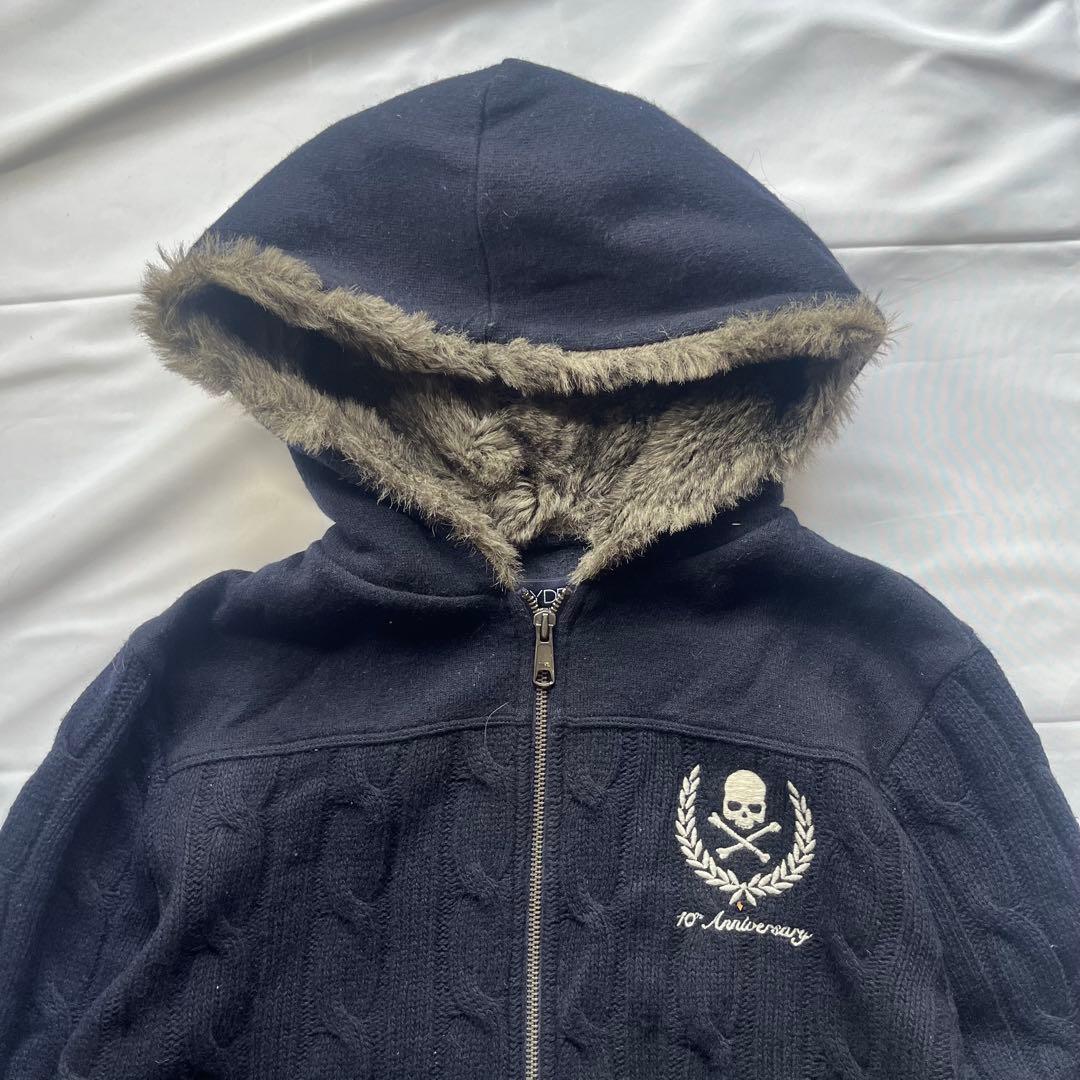 00s y2k hydrogen スカル ジップパーカー ファー archive
