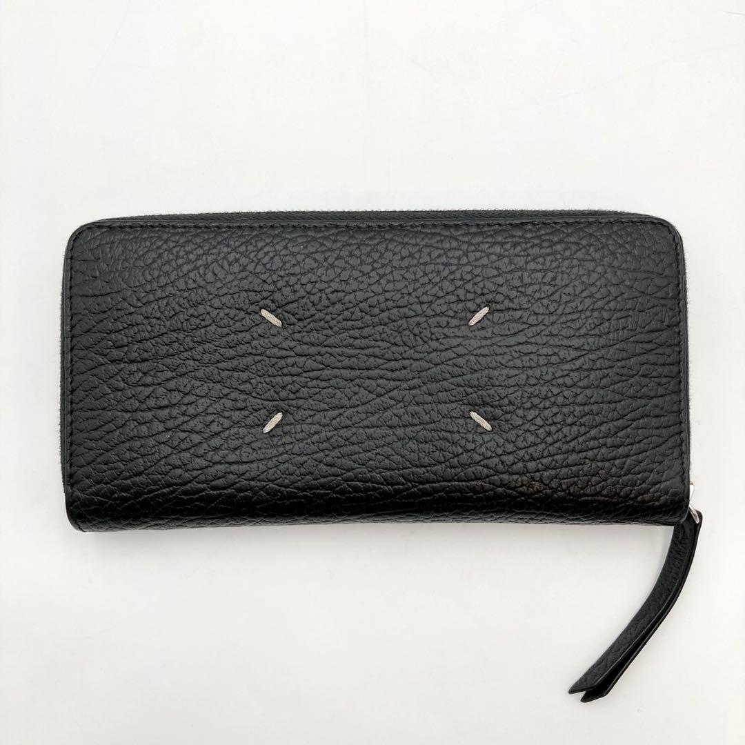 専用✨ メゾンマルジェラ 長財布 レザー 黒 ステッチ ラウンドジップ 高級感
