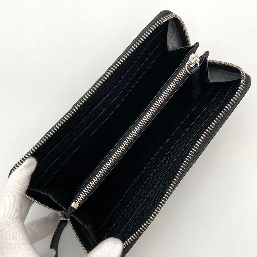 専用✨ メゾンマルジェラ 長財布 レザー 黒 ステッチ ラウンドジップ 高級感