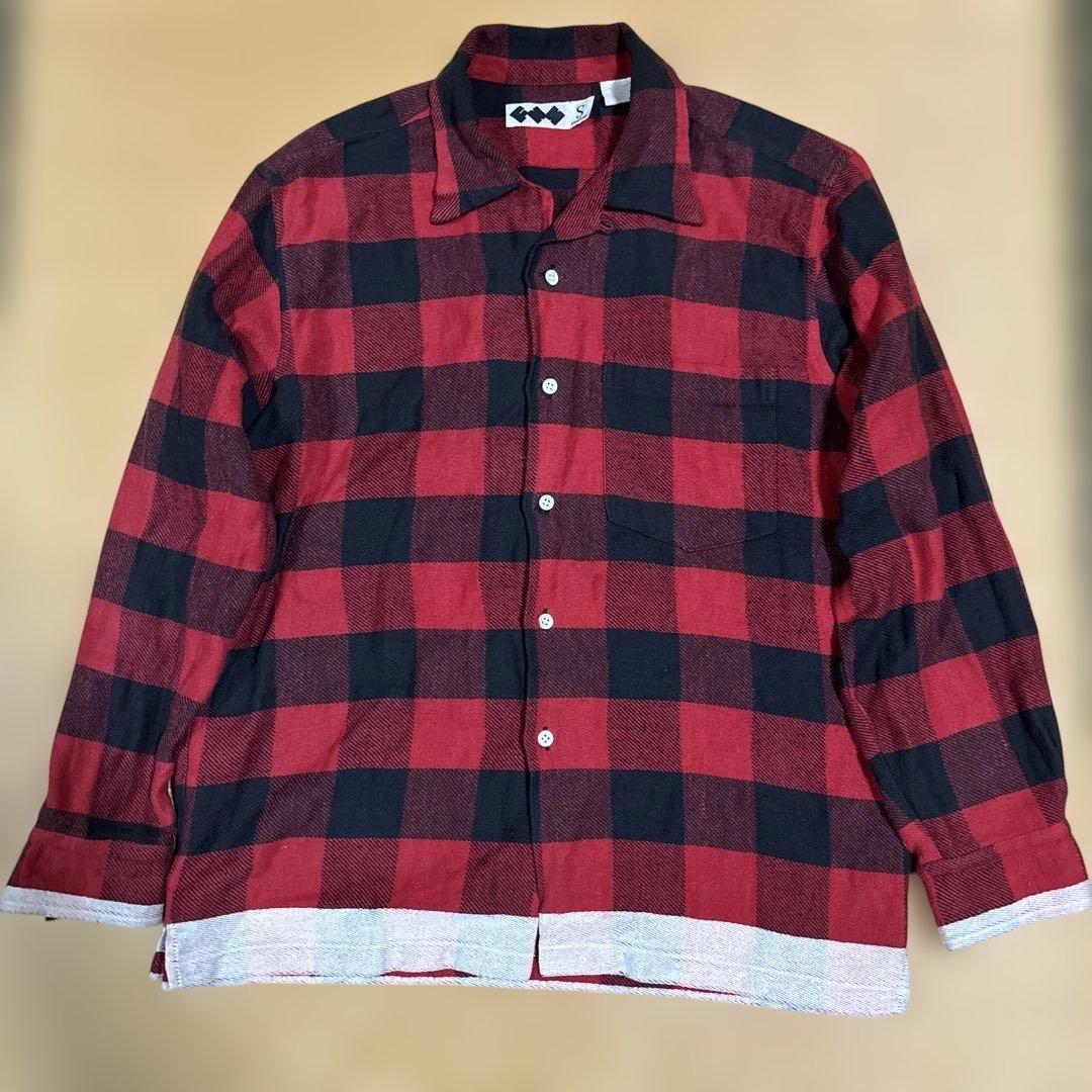 初期 FINESSE グッドイナフ ブロックチェック ライン ネルシャツ 黒赤