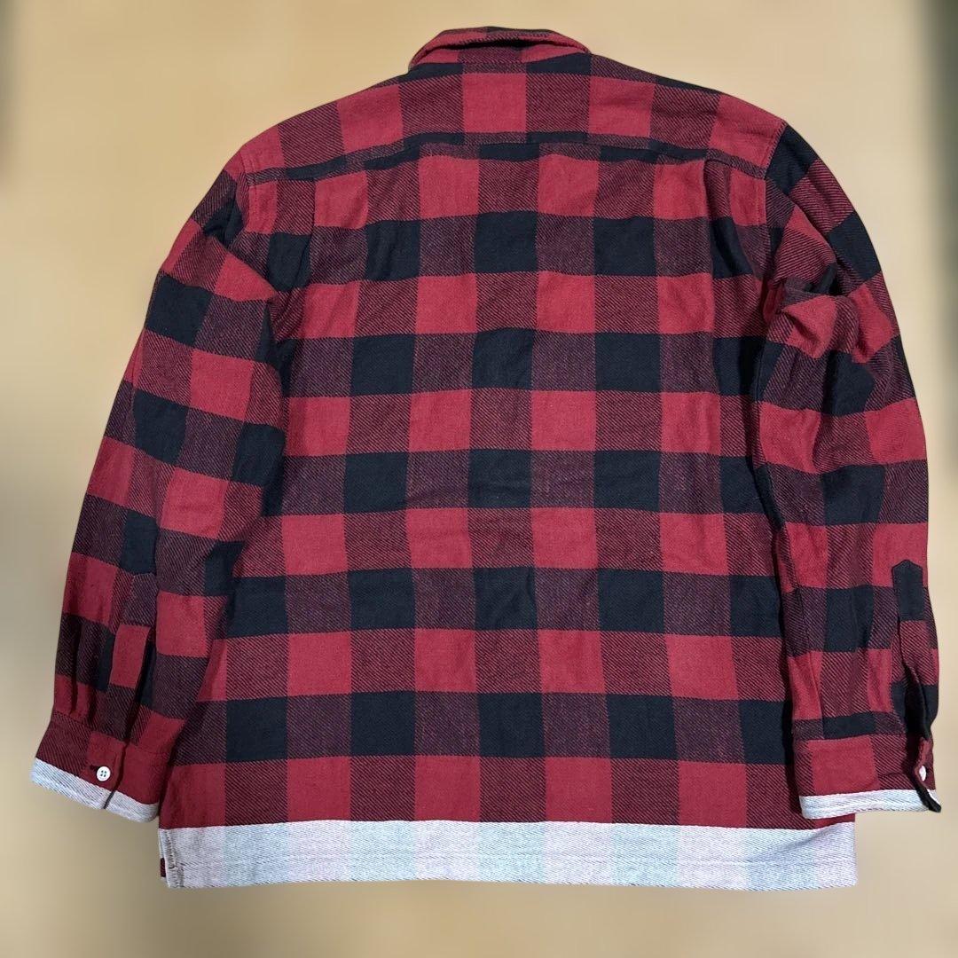 初期 FINESSE グッドイナフ ブロックチェック ライン ネルシャツ 黒赤