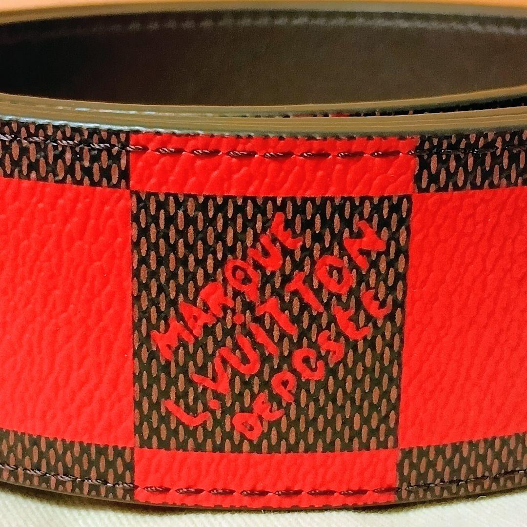 ⭕ルイヴィトン ダミエポップ イニシャル リバーシブルベルト 赤黒/茶110cm