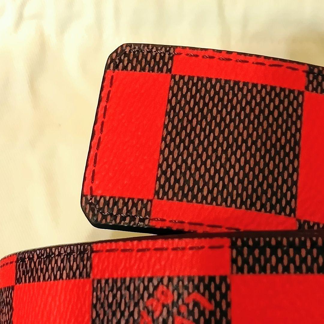 ⭕ルイヴィトン ダミエポップ イニシャル リバーシブルベルト 赤黒/茶110cm