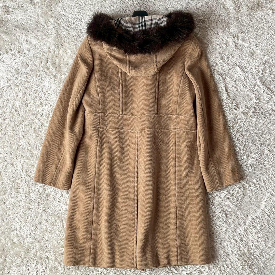 バーバリーロンドン ダッフルコート ノヴァチェック ヘリンボーン キャメル