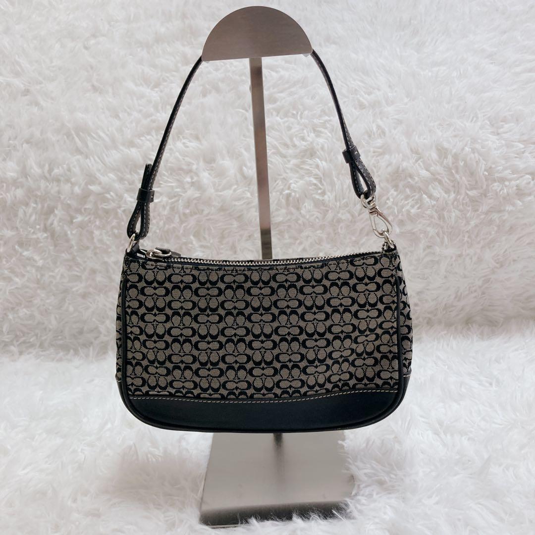 COACH アクセサリーポーチ ミニバッグ シグネチャー ネイビー