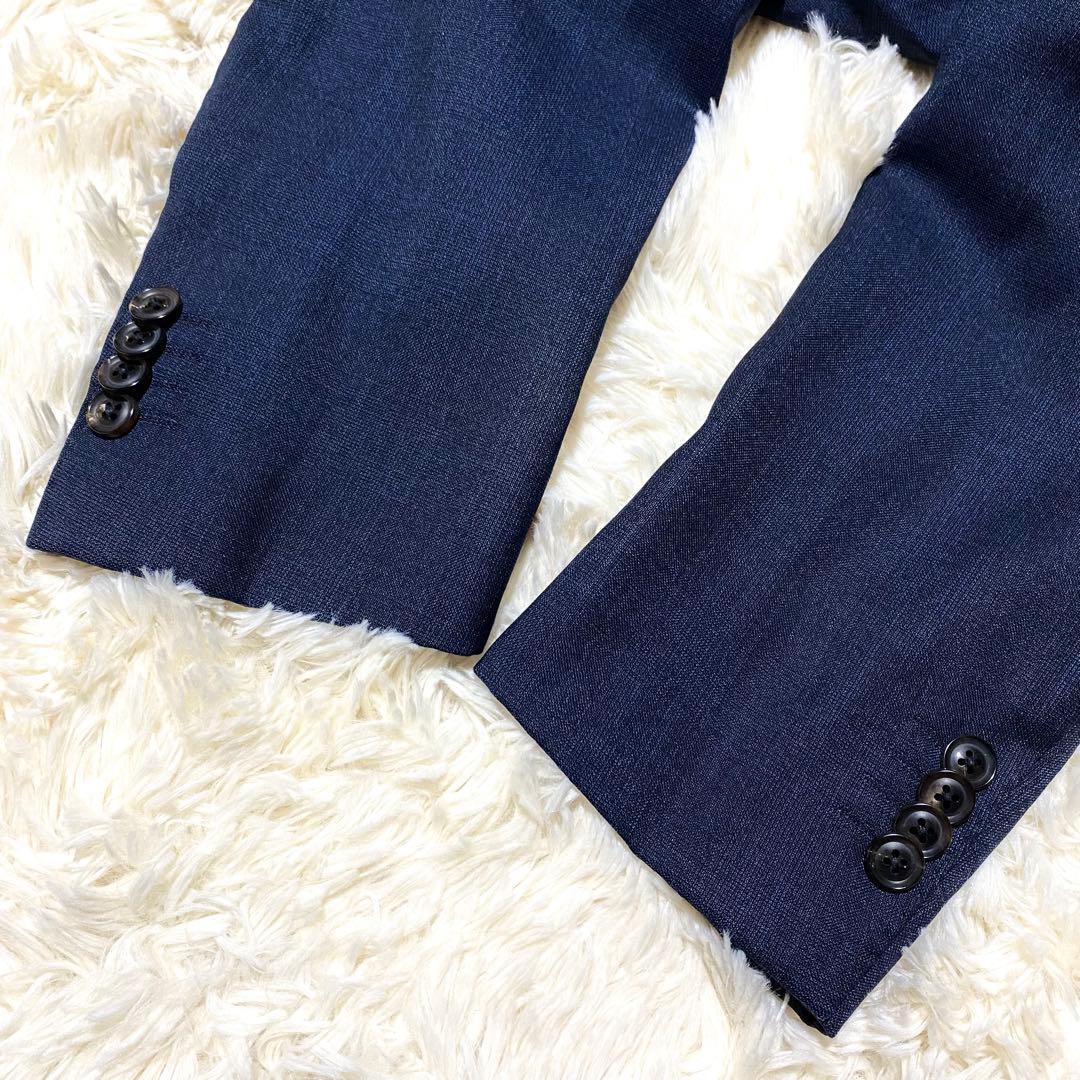 【XL】麻布テーラー ロロピアーナ★ビジネスジャケット★濃紺 スーパー130's