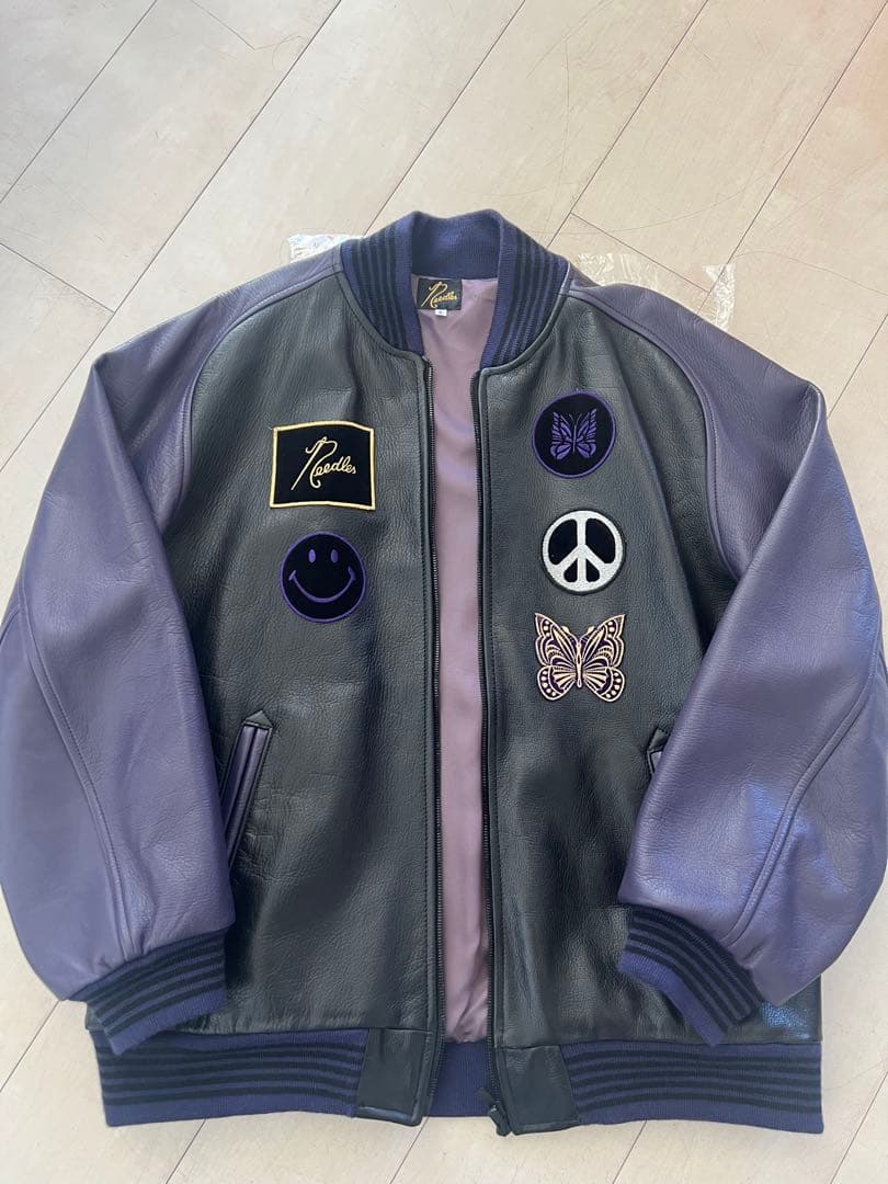 NEEDLES ニードルス　レザー アワードジャケット スタジャンＬ