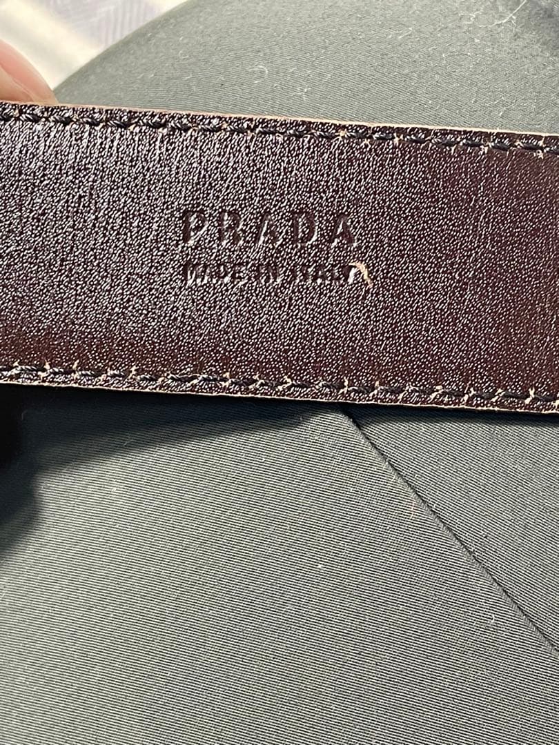 プラダ レザーベルト ダークブラウン 本革 PRADA 105 刻印あり