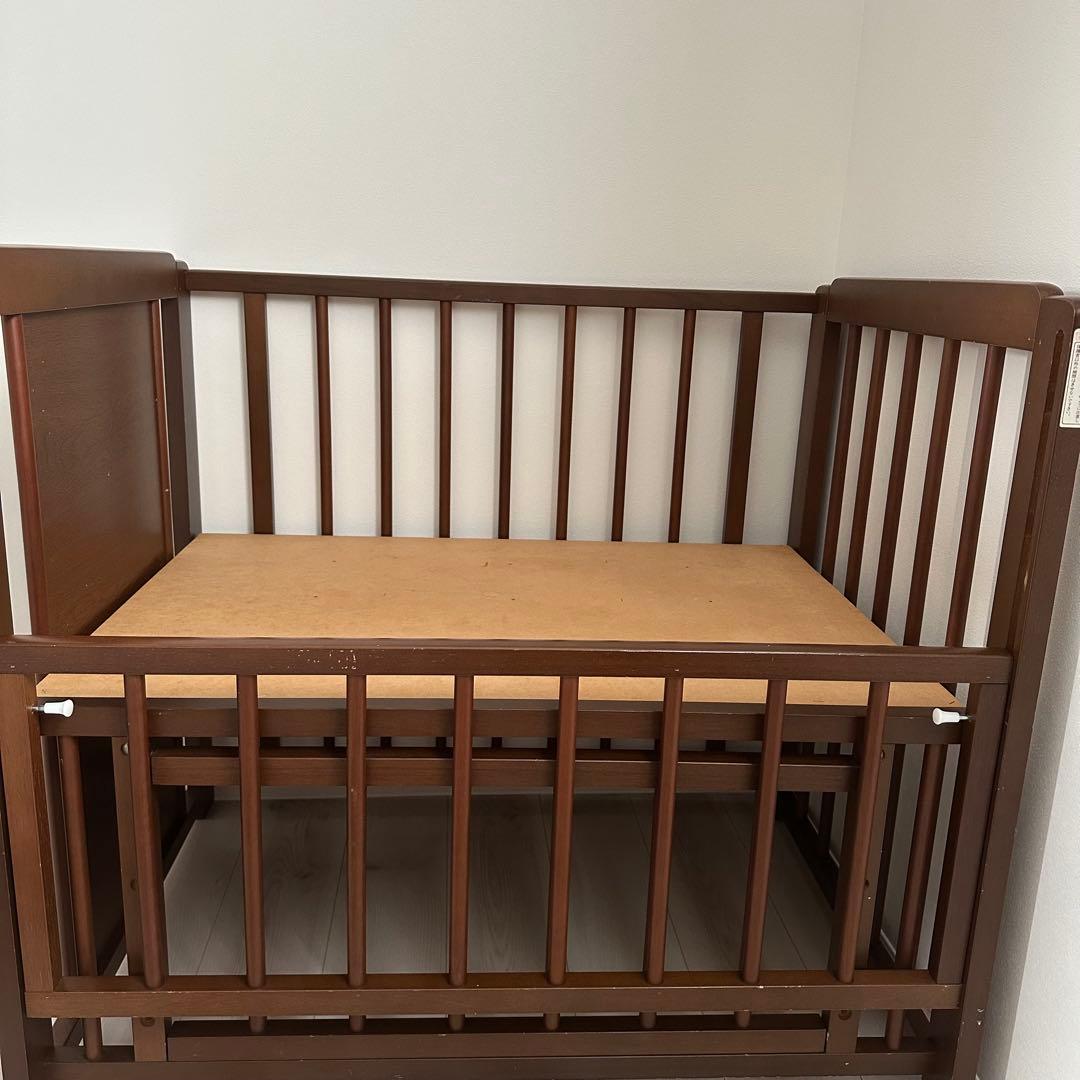 木製ベビーベッド クマのイラスト付き　キンタロー