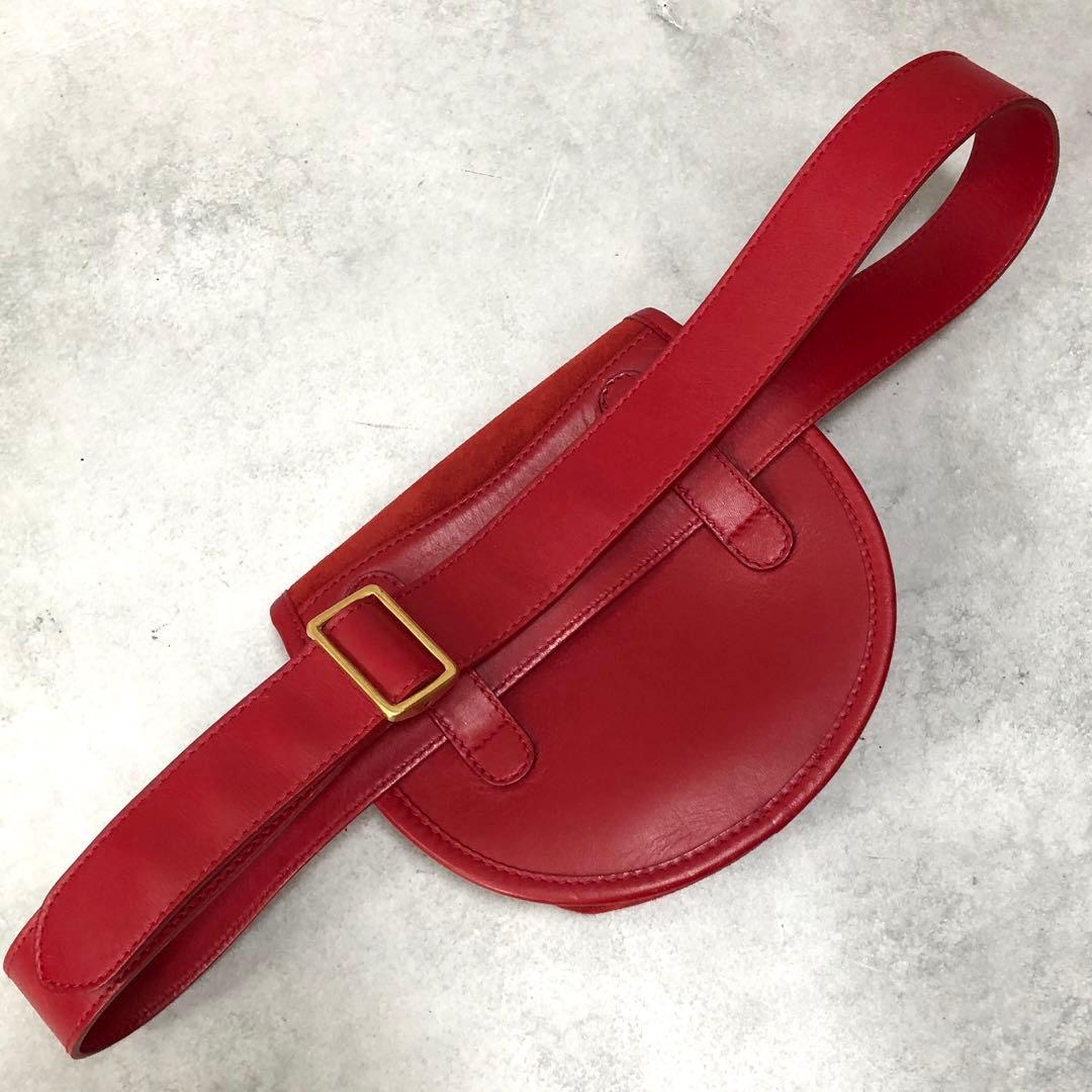 GUCCI ホースビット スエード ボディバッグ 斜めがけ レザー レッド