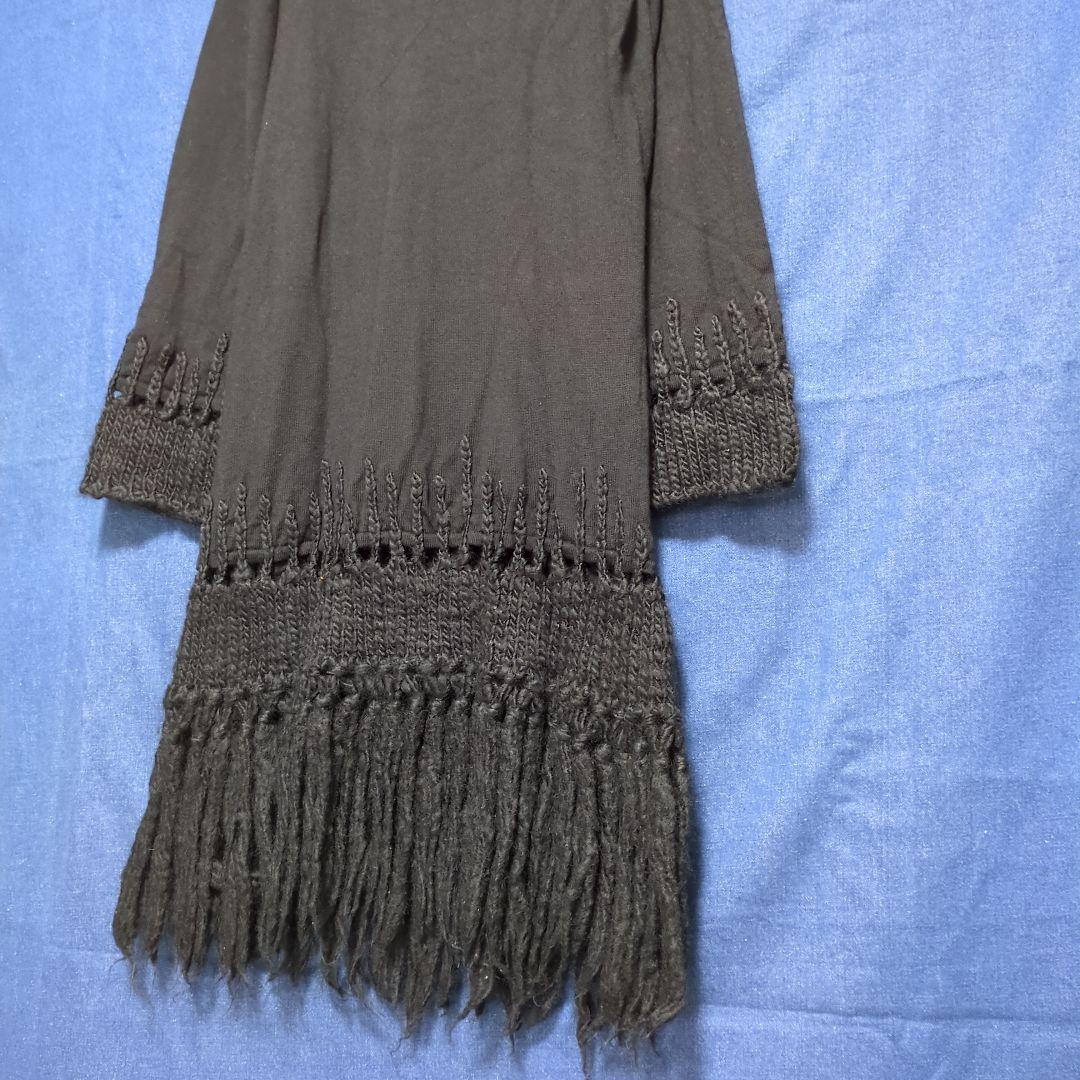 ジャンポールゴルチエ FEMME ブラック ニットワンピース ウール フリンジ