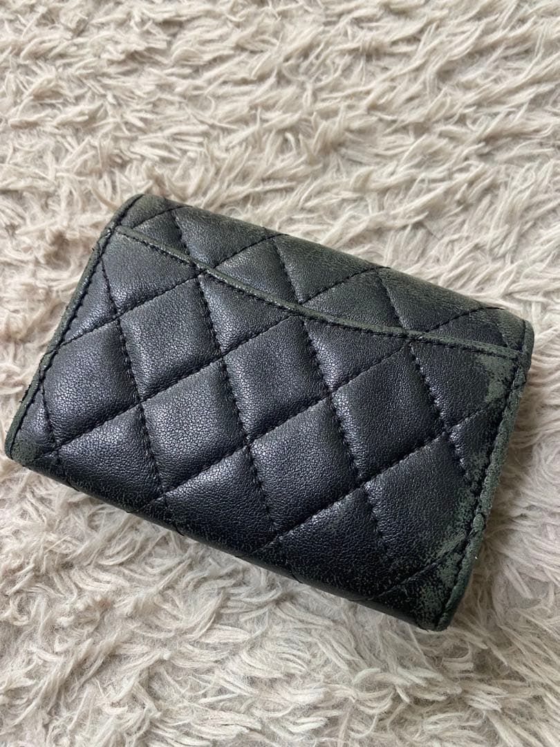 Chanel 黒 レザー キーケース シルバー