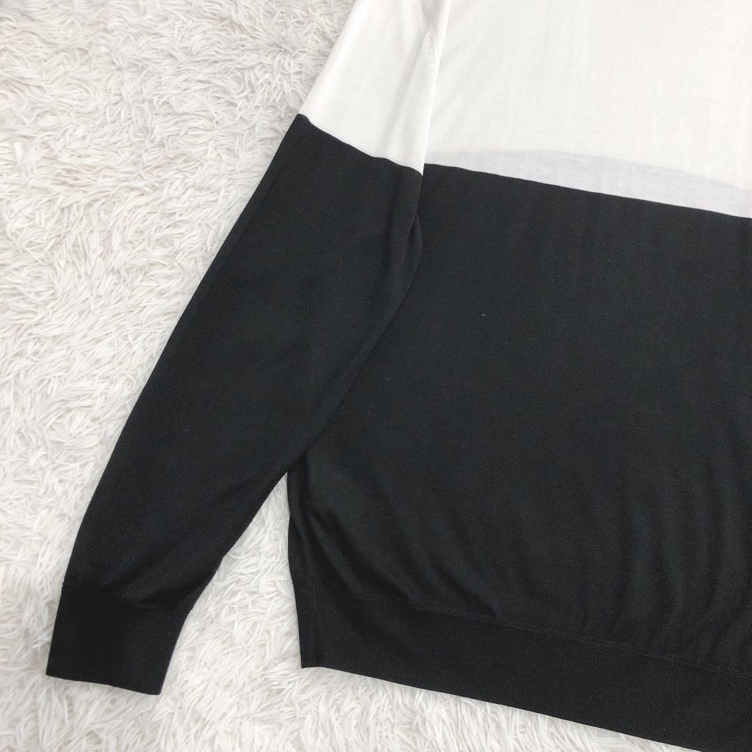 【最高級シルク100%】ヒューゴボス テーラード ニット セーター バイカラーL