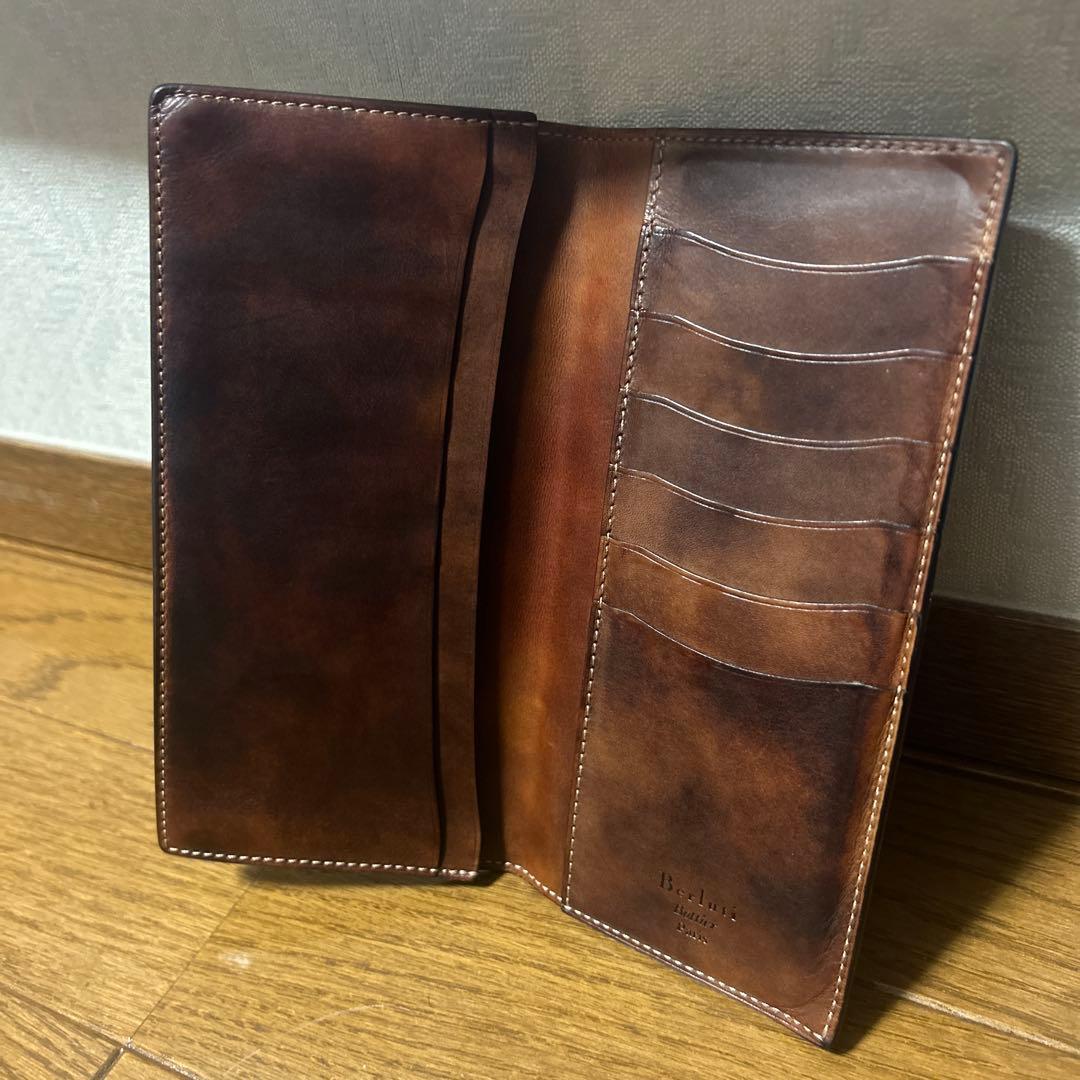 Berluti 長財布 ブラウン レザー セコイヤ オルガ期 スクリットレザー