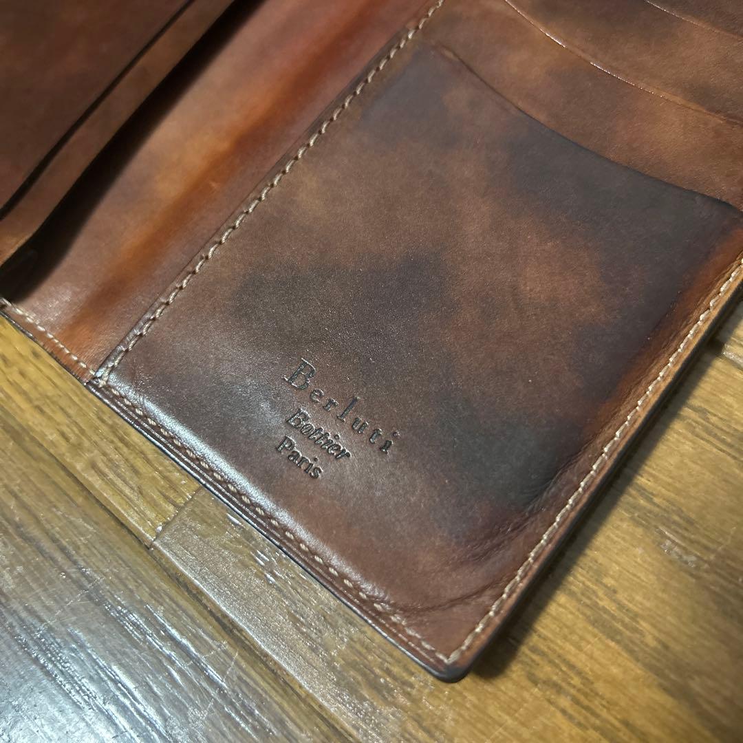 Berluti 長財布 ブラウン レザー セコイヤ オルガ期 スクリットレザー