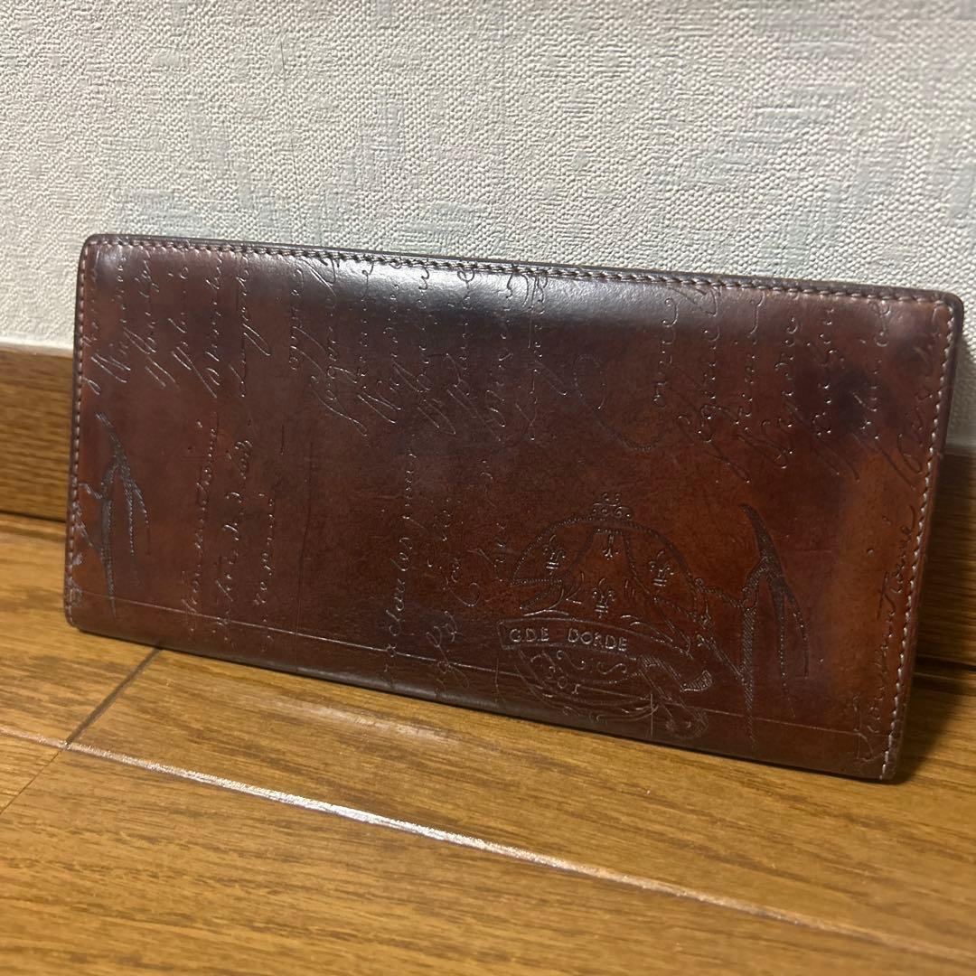 Berluti 長財布 ブラウン レザー セコイヤ オルガ期 スクリットレザー