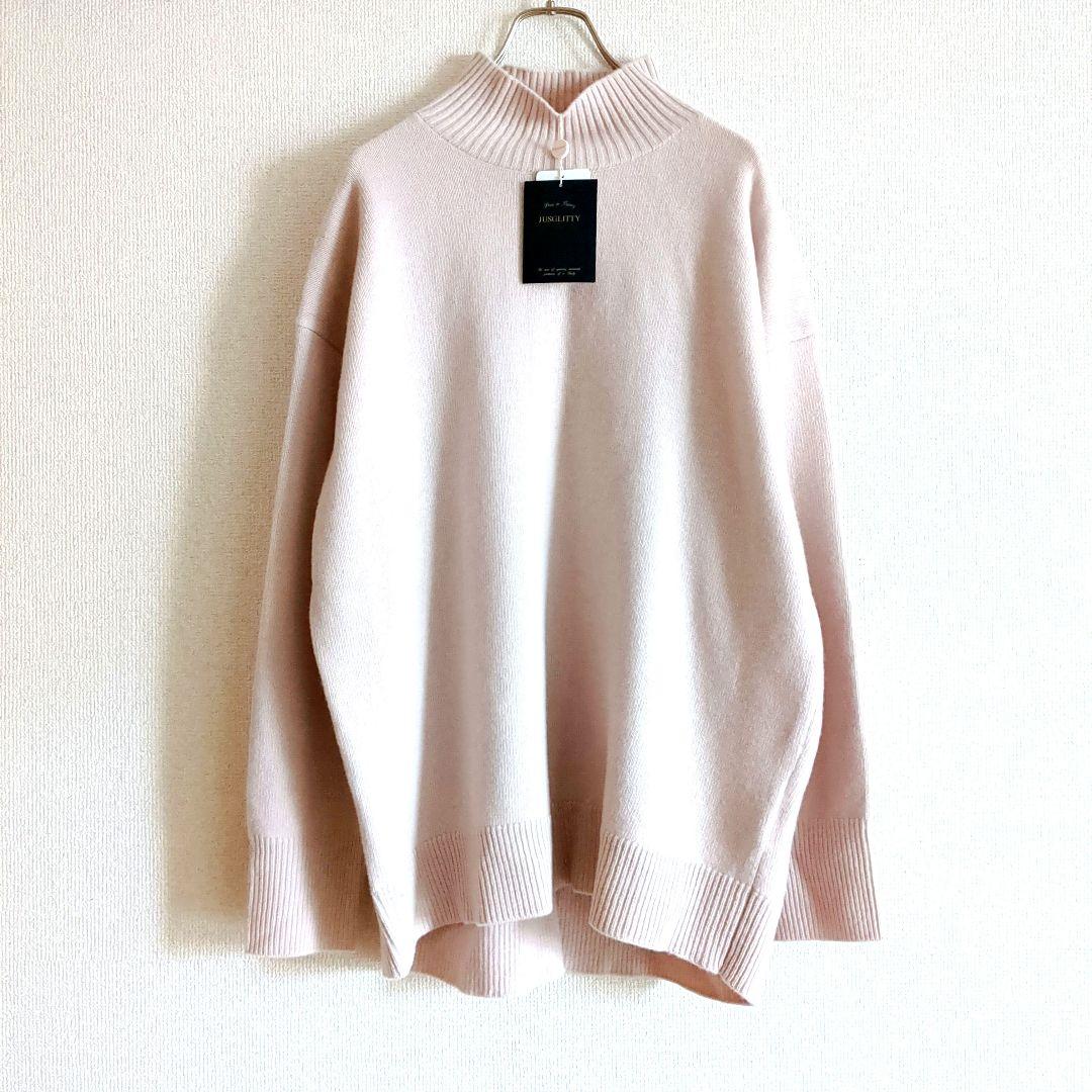 新品タグ付♥ジャスグリッティー◆ウールカシミヤタートルスリットプルオーバー