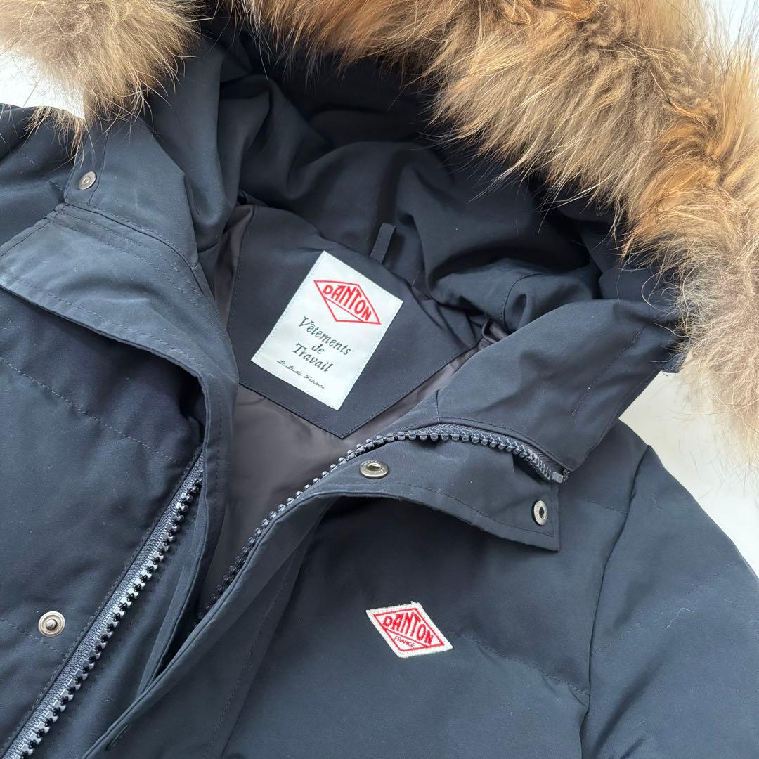 ダントン　ネイビー ダウンジャケット ラクーン　36 ショート丈　JD-8931