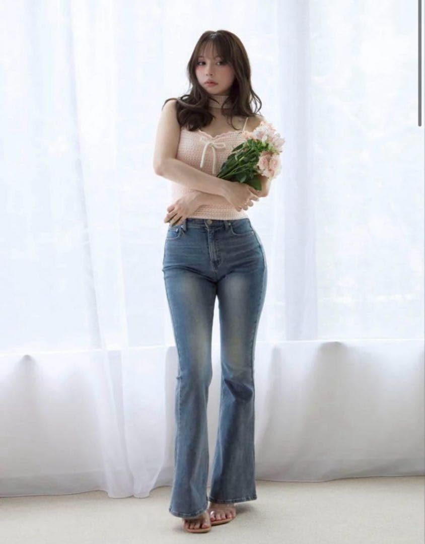 新品 andmary Lacey ribbon heart hip denim