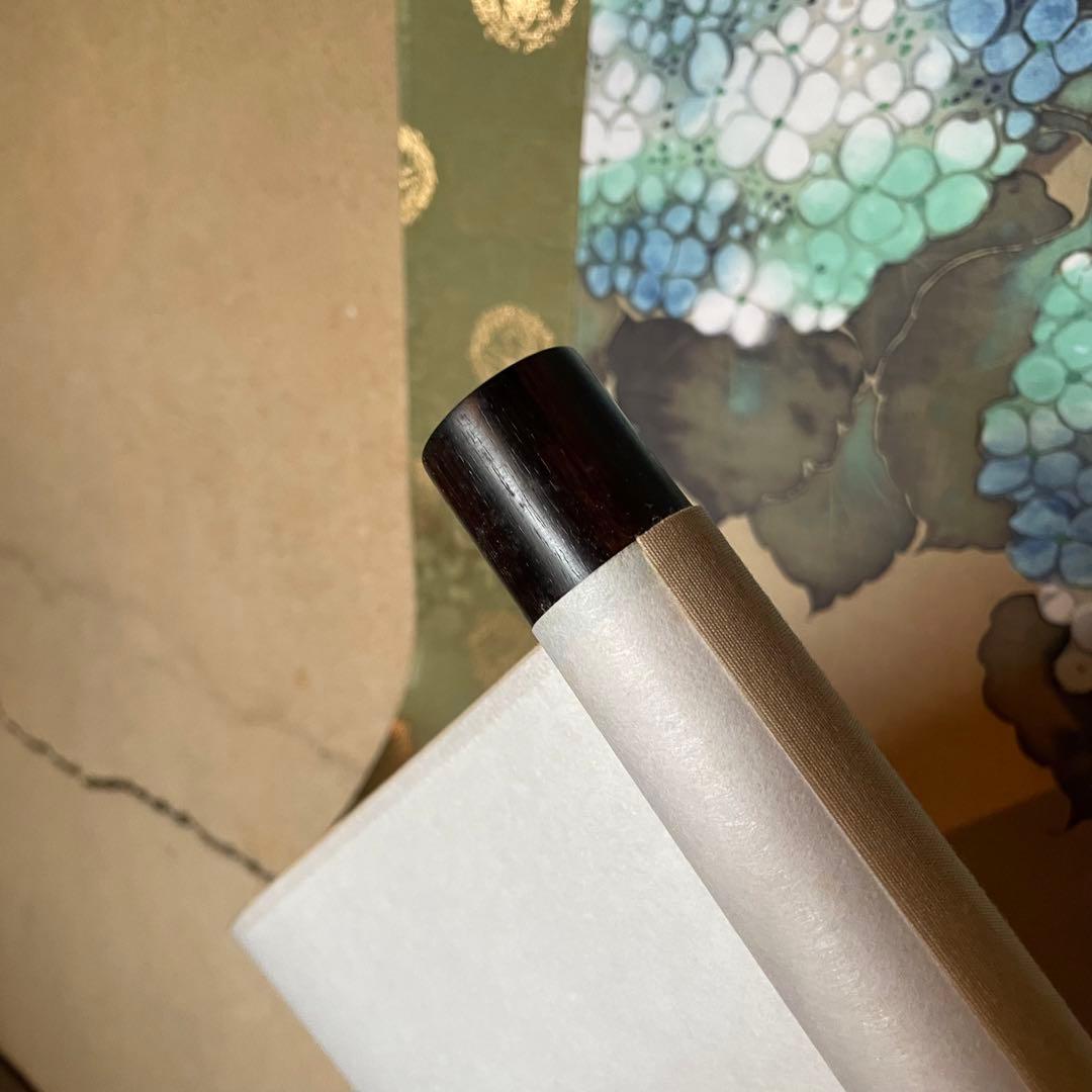 掛軸　酒井抱一「紫陽花に蜻蛉」六月　十二ヶ月花鳥図　印刷　箱付　25.4.6−2