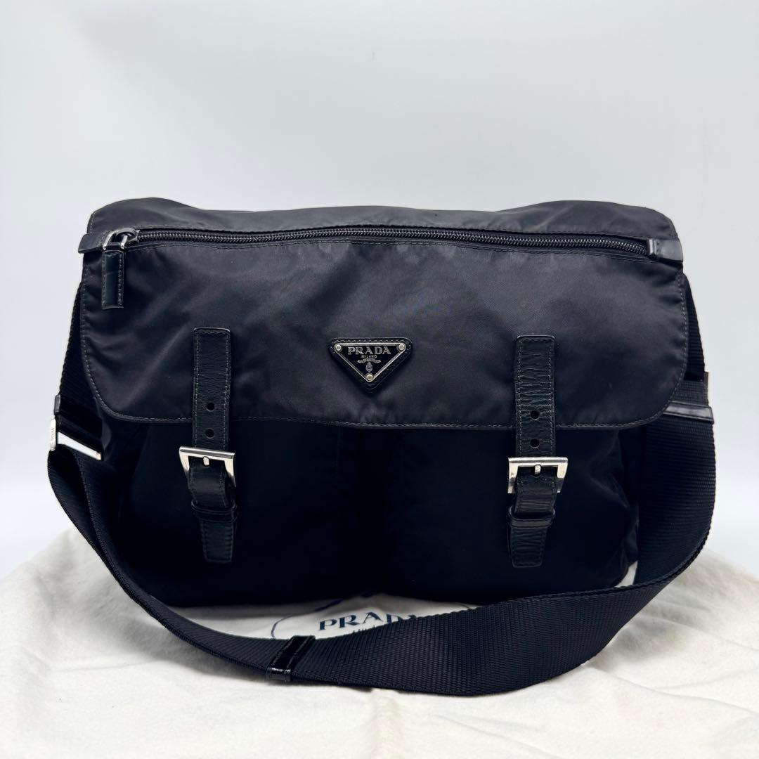 【近年モデル✨】プラダ メッセンジャーバッグ テスートナイロン レザー 黒