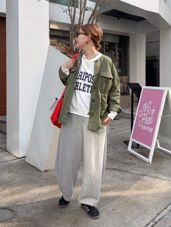 ピュアルセシン　ノーカラーミリタリーブルゾン