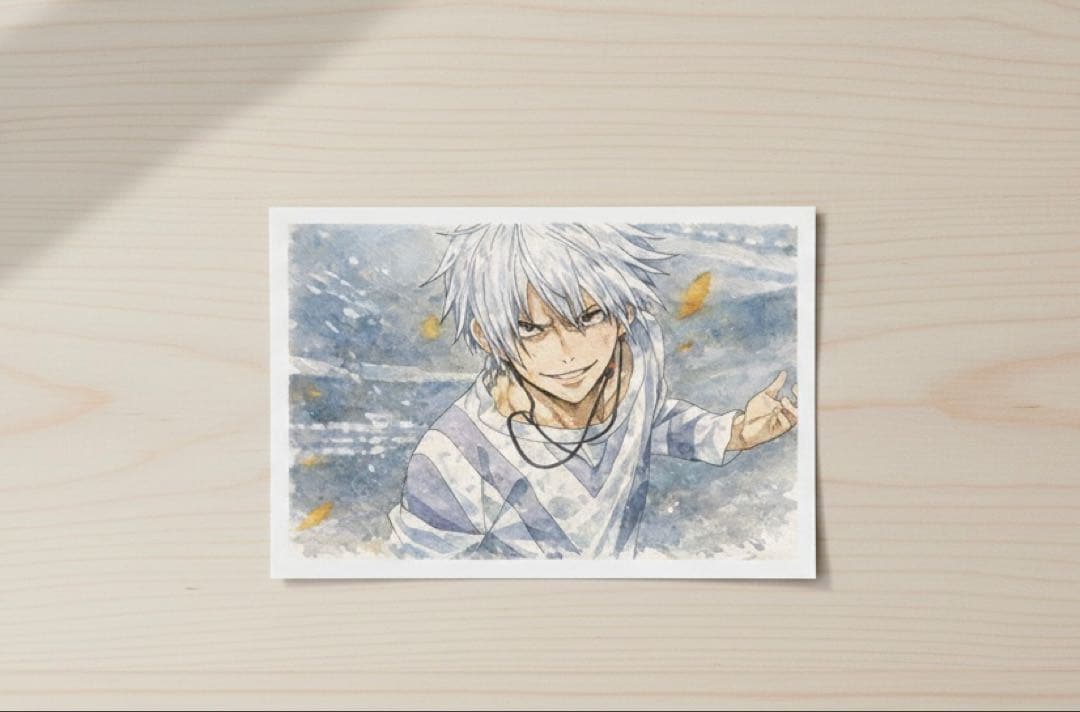 水彩画風 白髪の少年 ポストカード